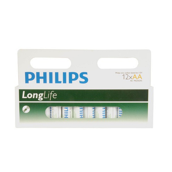 Pakket met 12 Philips AA batterijen