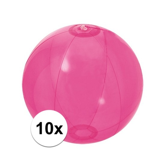 10x Opblaasbare strandbal fel roze 30 cm