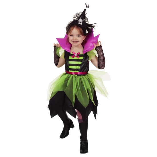 Halloween - Heksen jurk groen/zwart voor kinderen