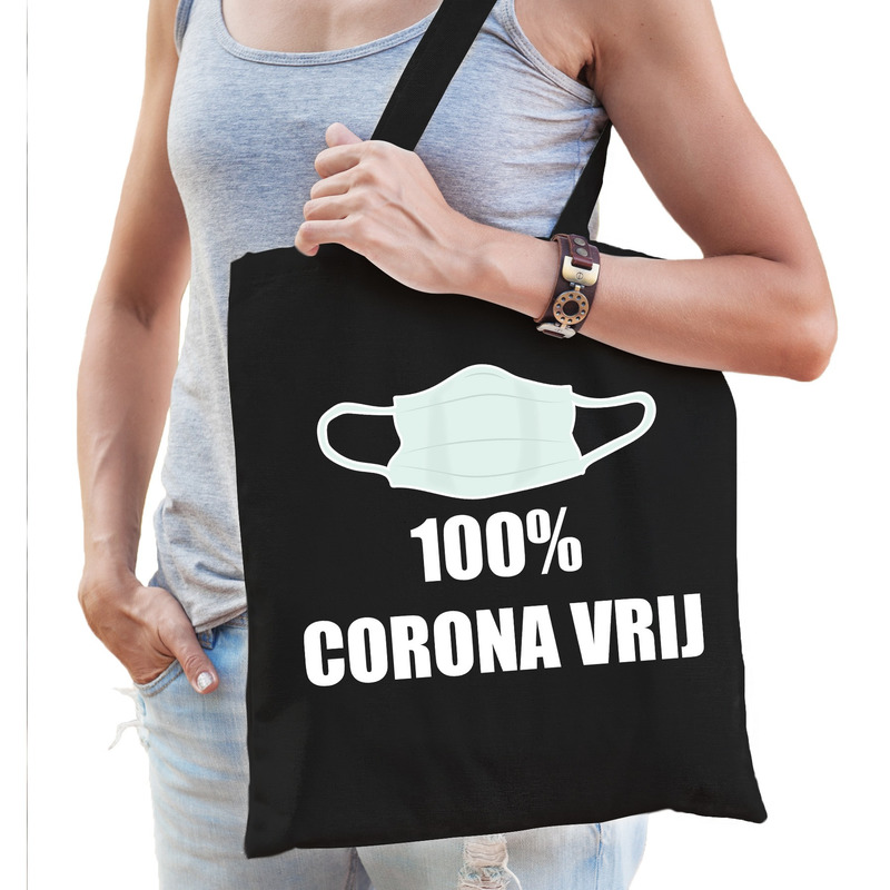 100 Procent corona vrij katoenen tas zwart voor dames