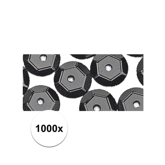 1000x Pailletten zwart 6 mm