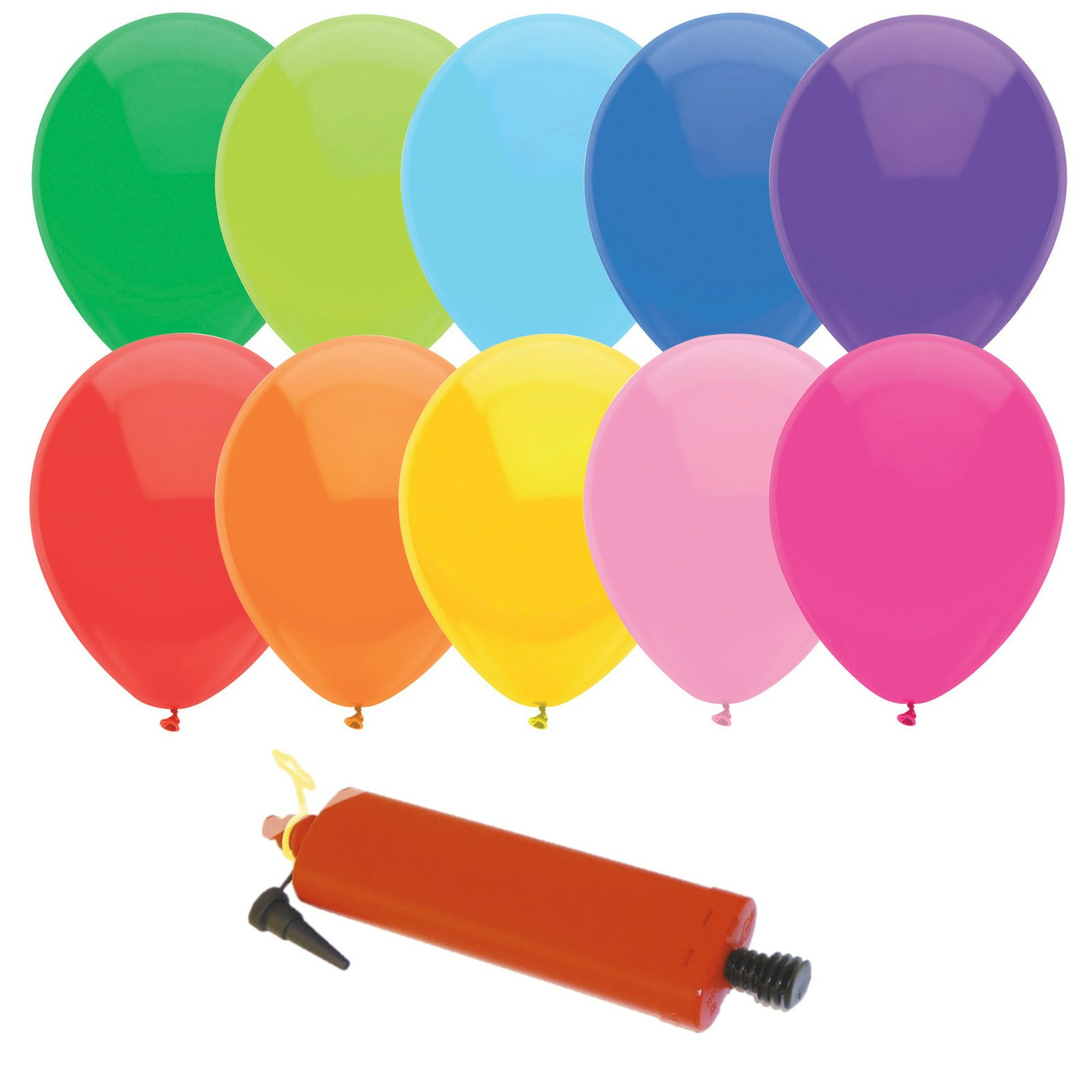 100x Gekleurde latex ballonnen met ballonnenpomp -