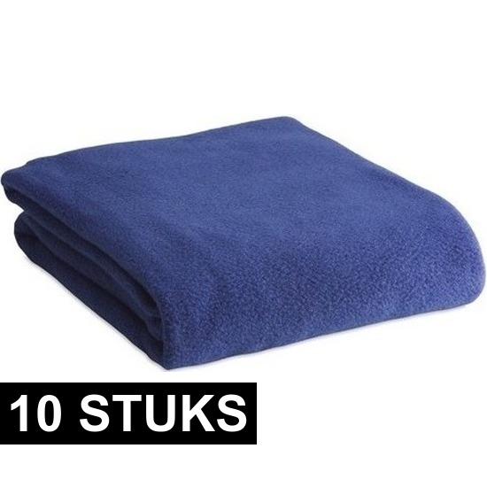 10x Fleece dekens-plaids blauw 120 x 150 cm