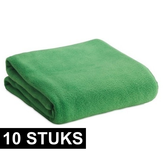 10x Fleece dekens-plaids groen 120 x 150 cm