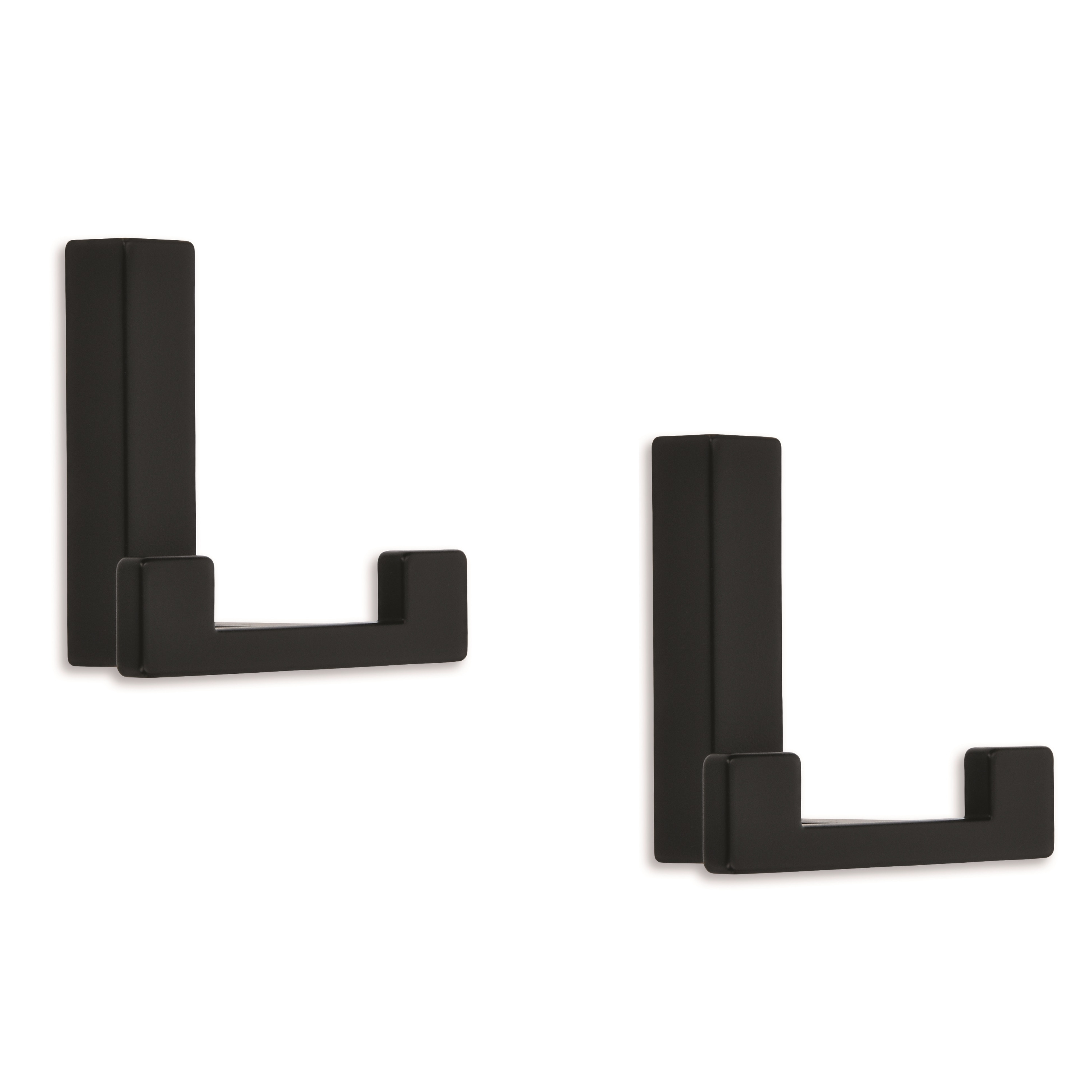 10x Luxe kapstokhaken-jashaken-kapstokhaakjes metaal modern zwart dubbele haak 4 x 6,1 cm