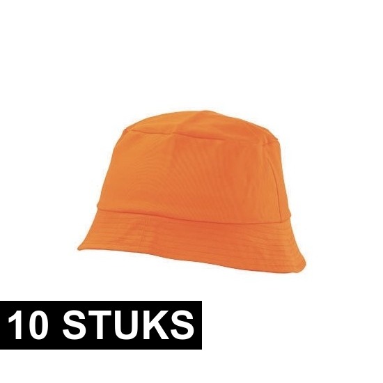 10x Oranje vissershoedjes-zonnehoedjes voor volwassenen