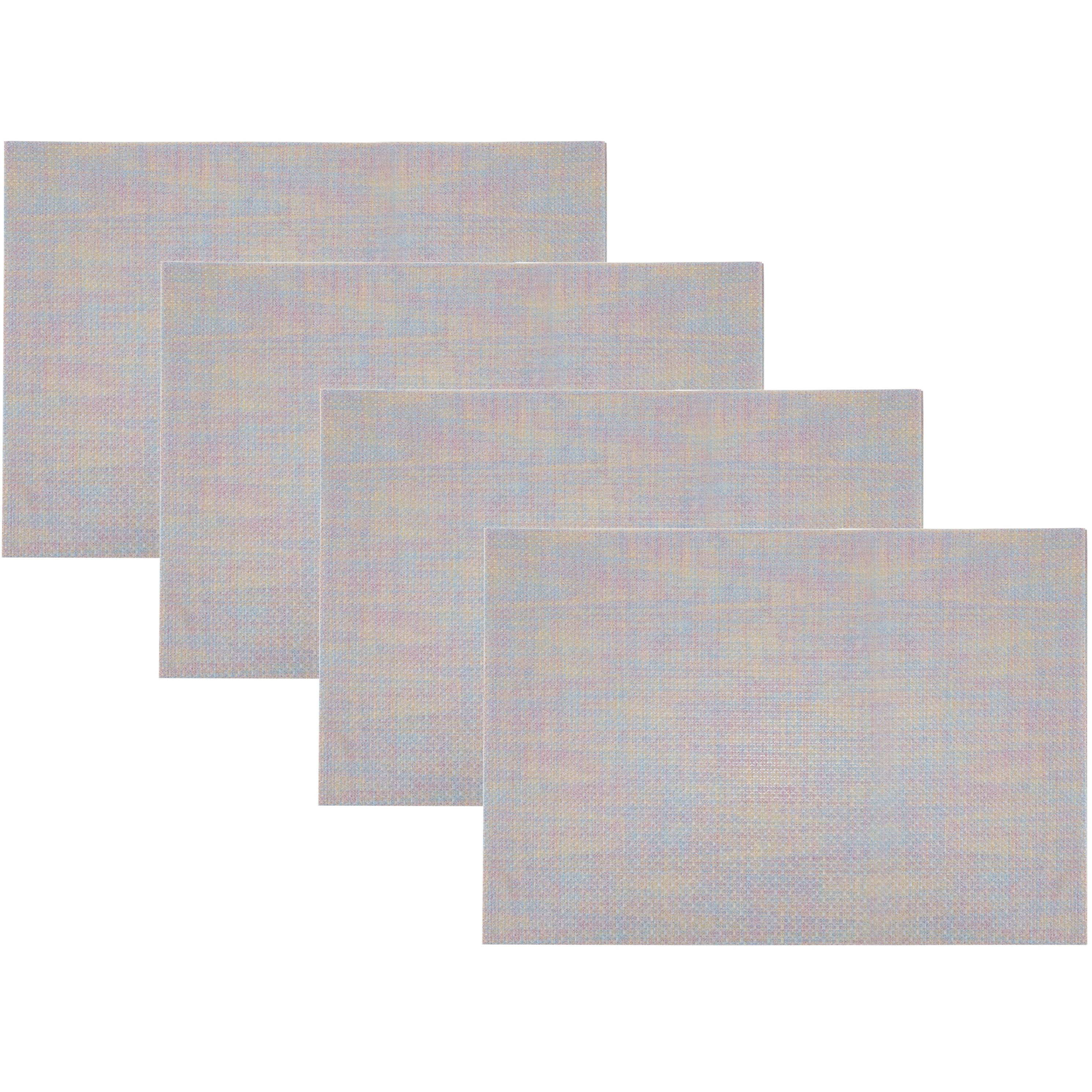 Cosy & Trendy 10x Rechthoekige placemats bruin/beige licht roze/metallic geweven met rand 30 x 45 cm -