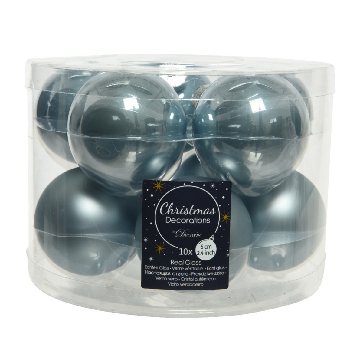 10x stuks glazen kerstballen lichtblauw 6 cm mat-glans