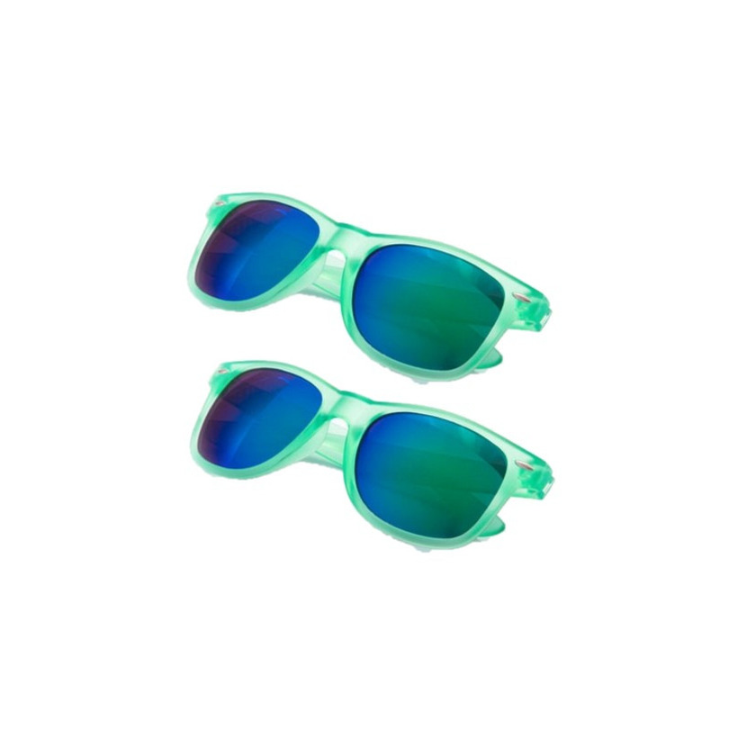 10x stuks hippe zonnebril groen met spiegelglazen
