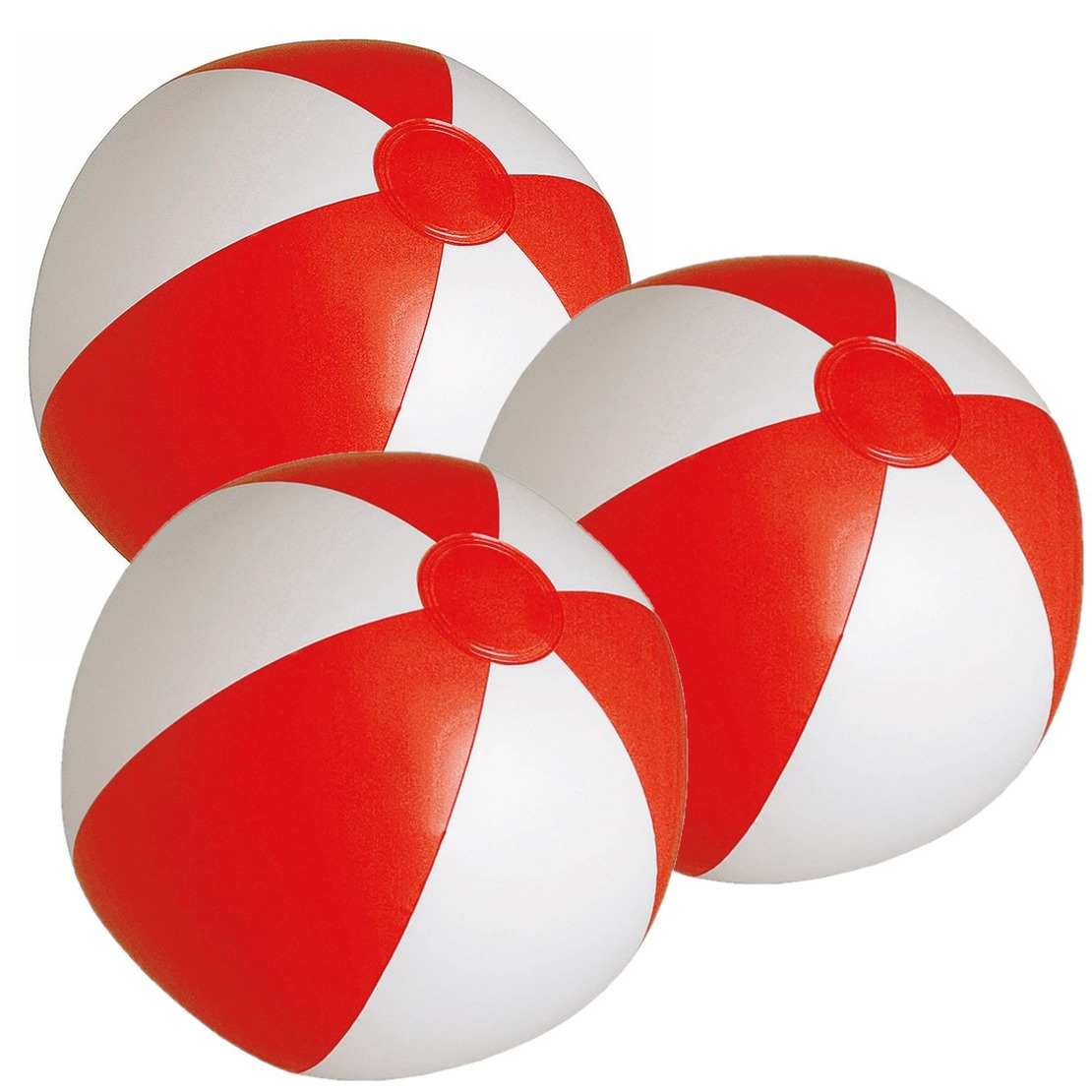 10x stuks opblaasbare zwembad strandballen plastic rood-wit 28 cm