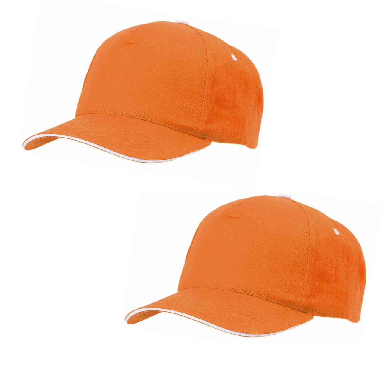 10x stuks oranje 5-panel baseballcap voor volwassenen
