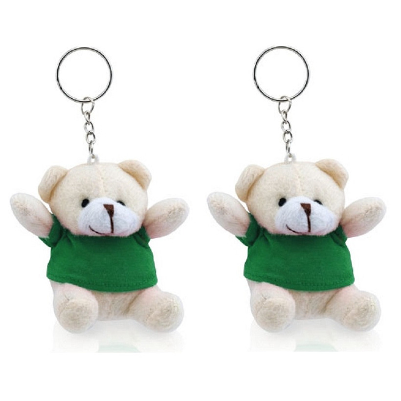 10x stuks pluche teddybeer knuffel sleutelhangers groen 8 cm