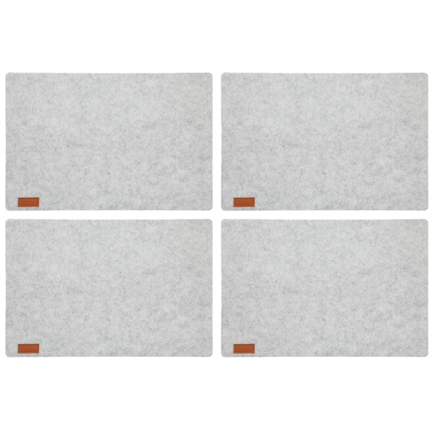 Cepewa 10x stuks rechthoekige placemats met ronde hoeken polyester licht grijs 30 x 45 cm -
