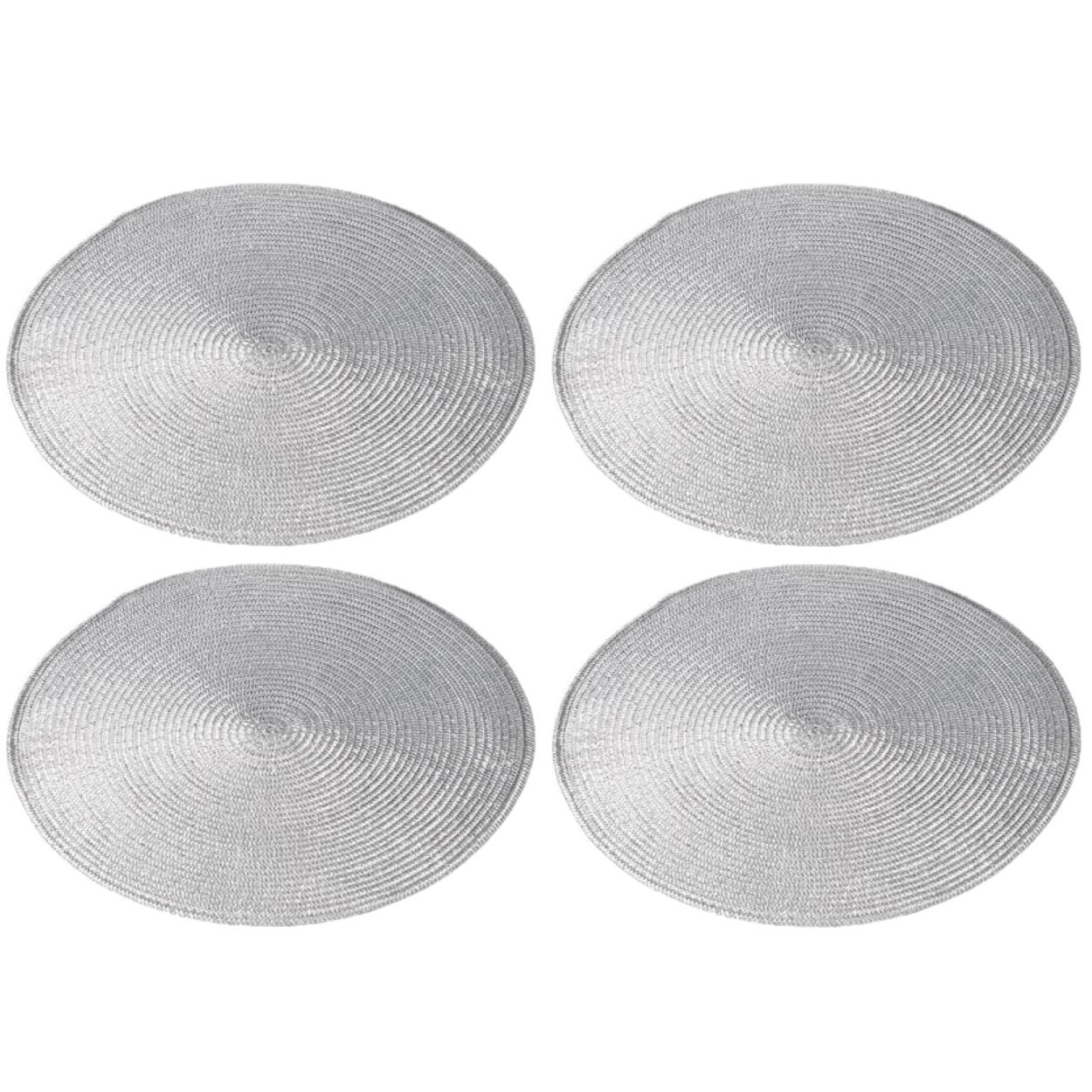 10x stuks ronde placemats zilver polypropeen 38 cm