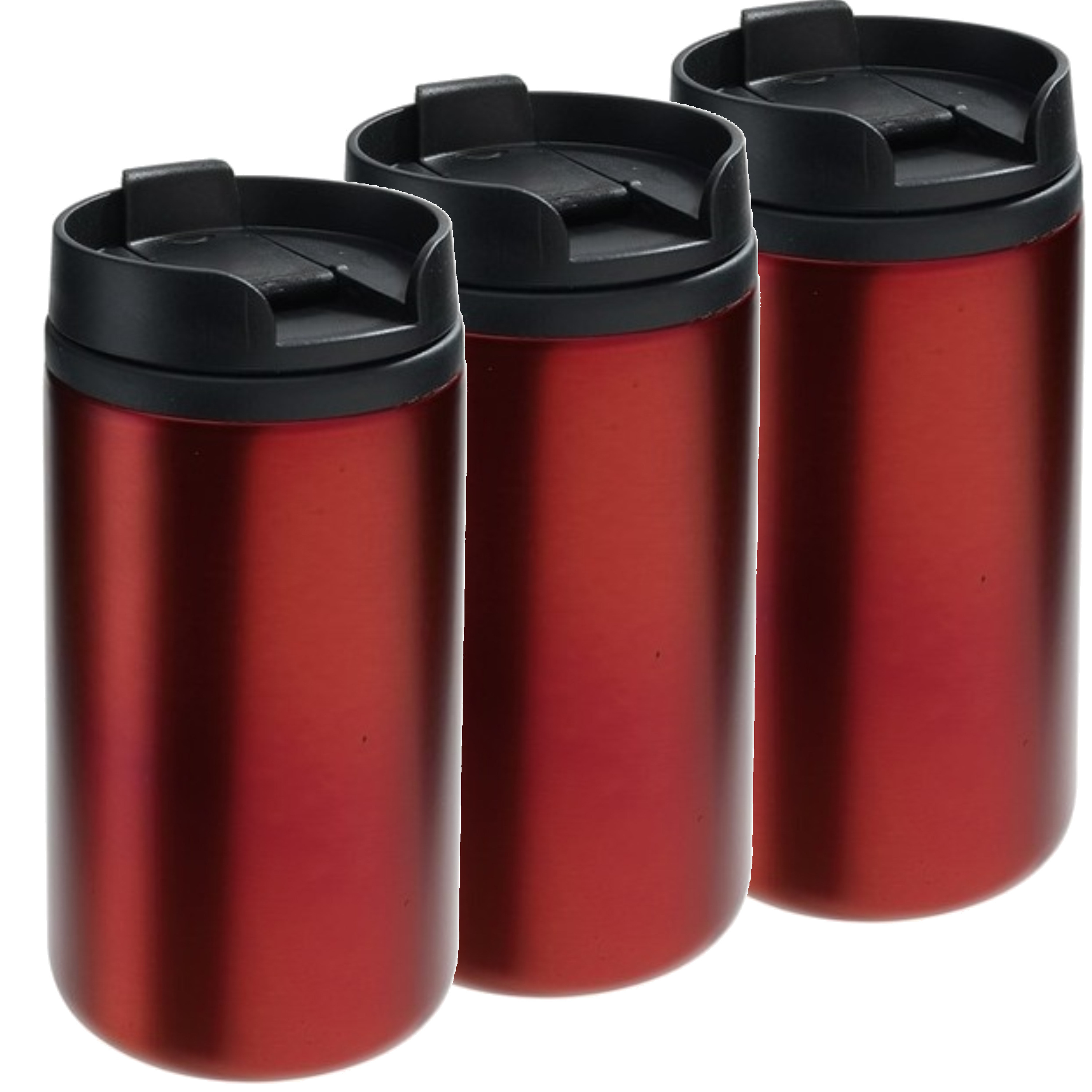 10x Thermosbekers-warmhoudbekers metallic rood 250 ml