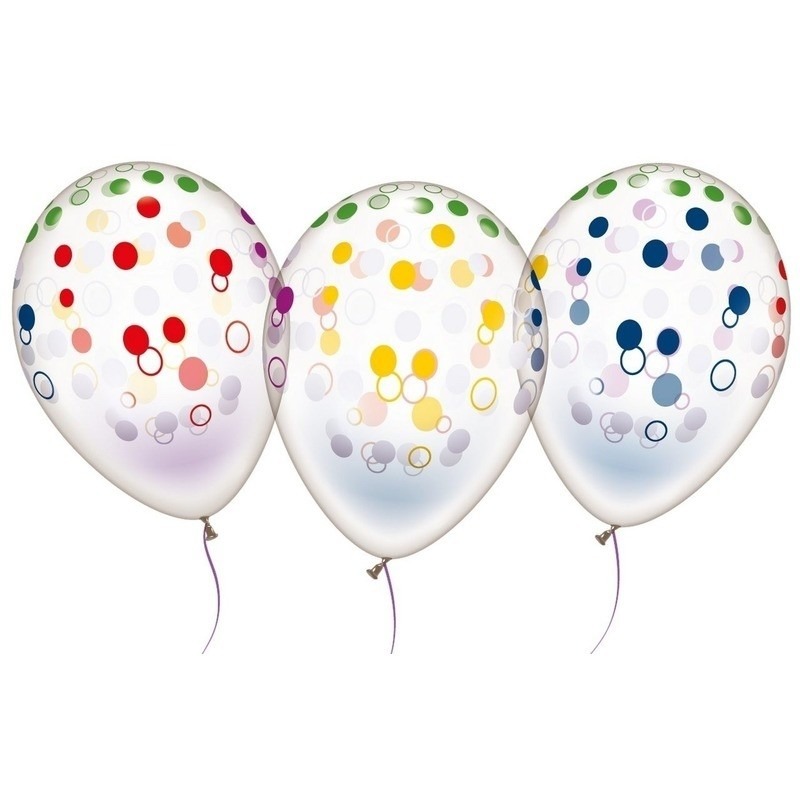 10x Transparante ballonnen met stippen 28 cm -