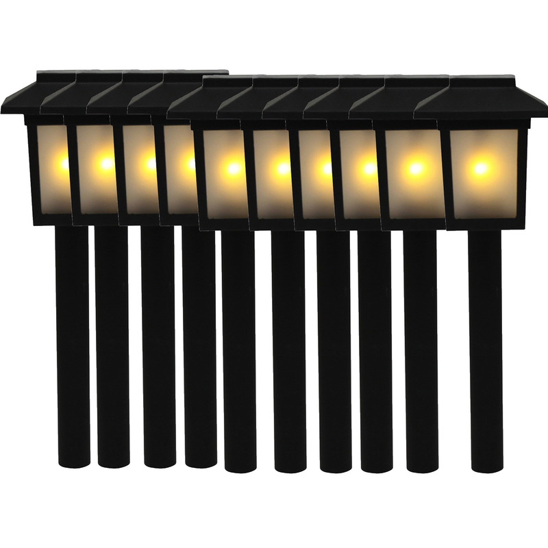 10x Tuinlamp fakkel-tuinverlichting met vlam effect 34,5 cm