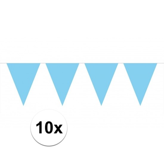 10x vlaggenlijn-slinger baby blauw 10 meter