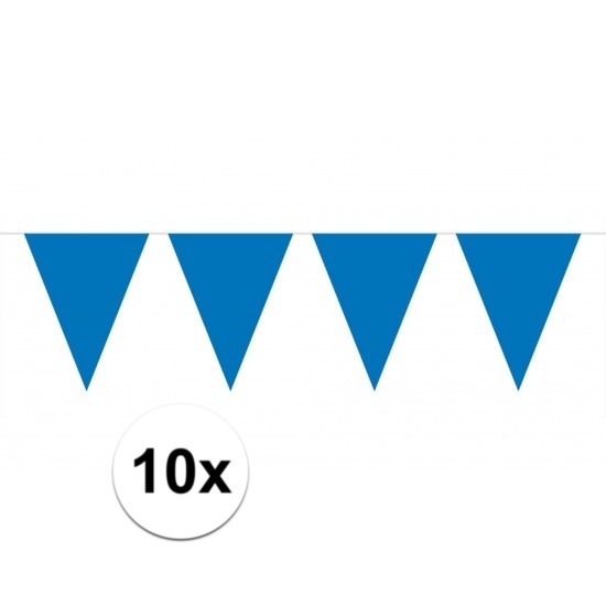 10x vlaggenlijn-slinger blauw 10 meter