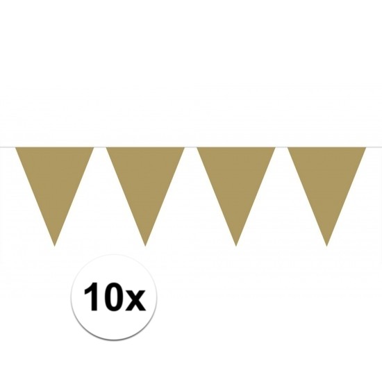 10x vlaggenlijn-slinger goud 10 meter
