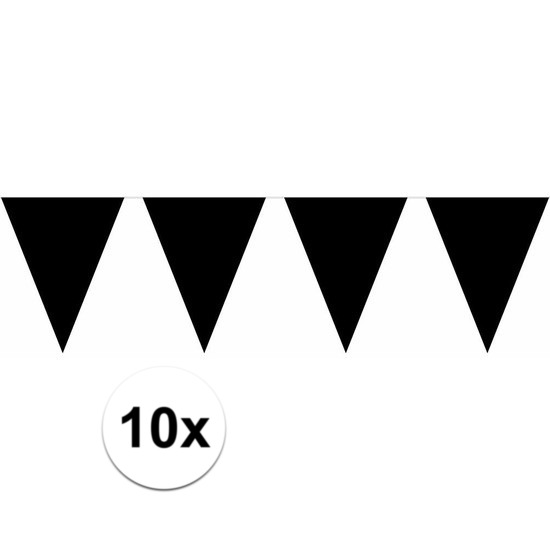 10x vlaggenlijn-slinger zwart 10 meter