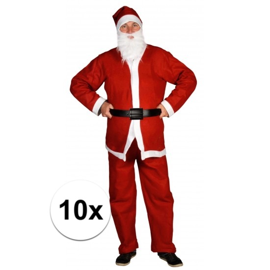10x Voordelige Santa Run kerstman kostuums voor volwassenen
