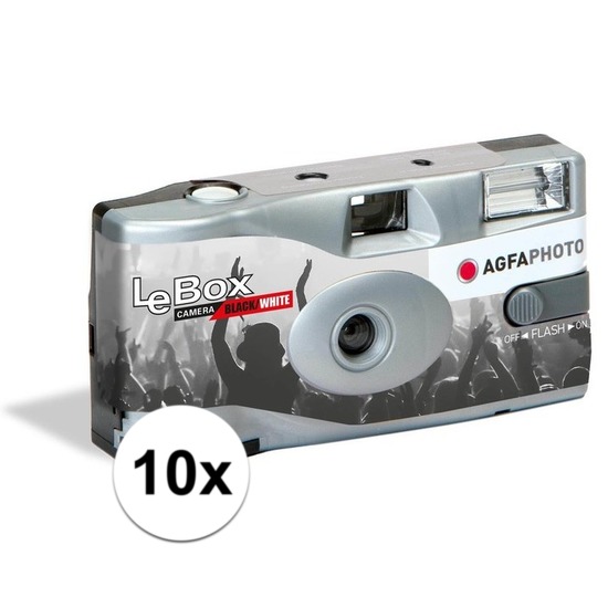 Merkloos 10x Wegwerp cameras met flitser voor zwart/wit fotos -