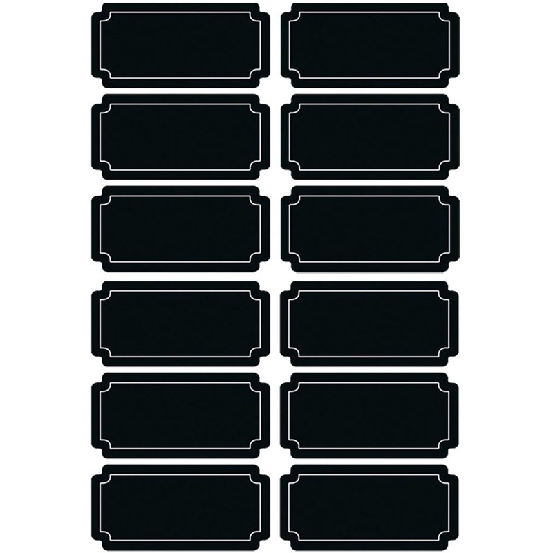 12x Krijtbord voorraadkast etiketten-stickers rechthoekig