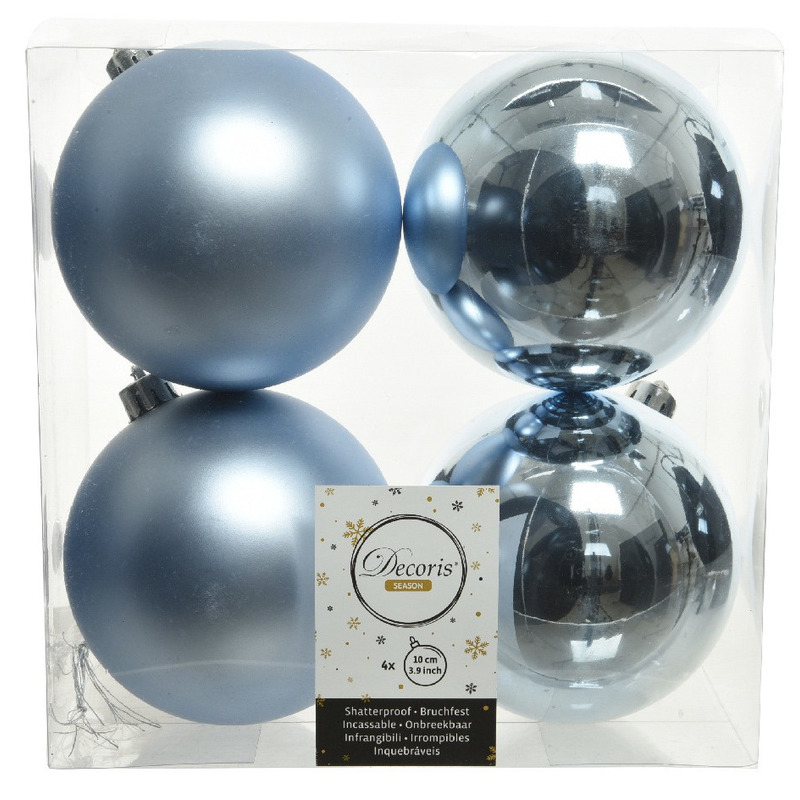 12x Lichtblauwe kerstballen 10 cm kunststof mat-glans
