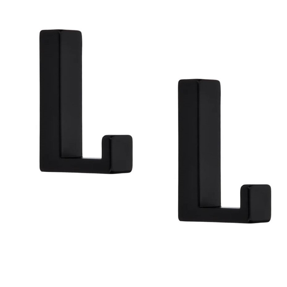 12x Luxe kapstokhaken-jashaken-kapstokhaakjes metaal modern zwart enkele haak 4 x 6,1 cm