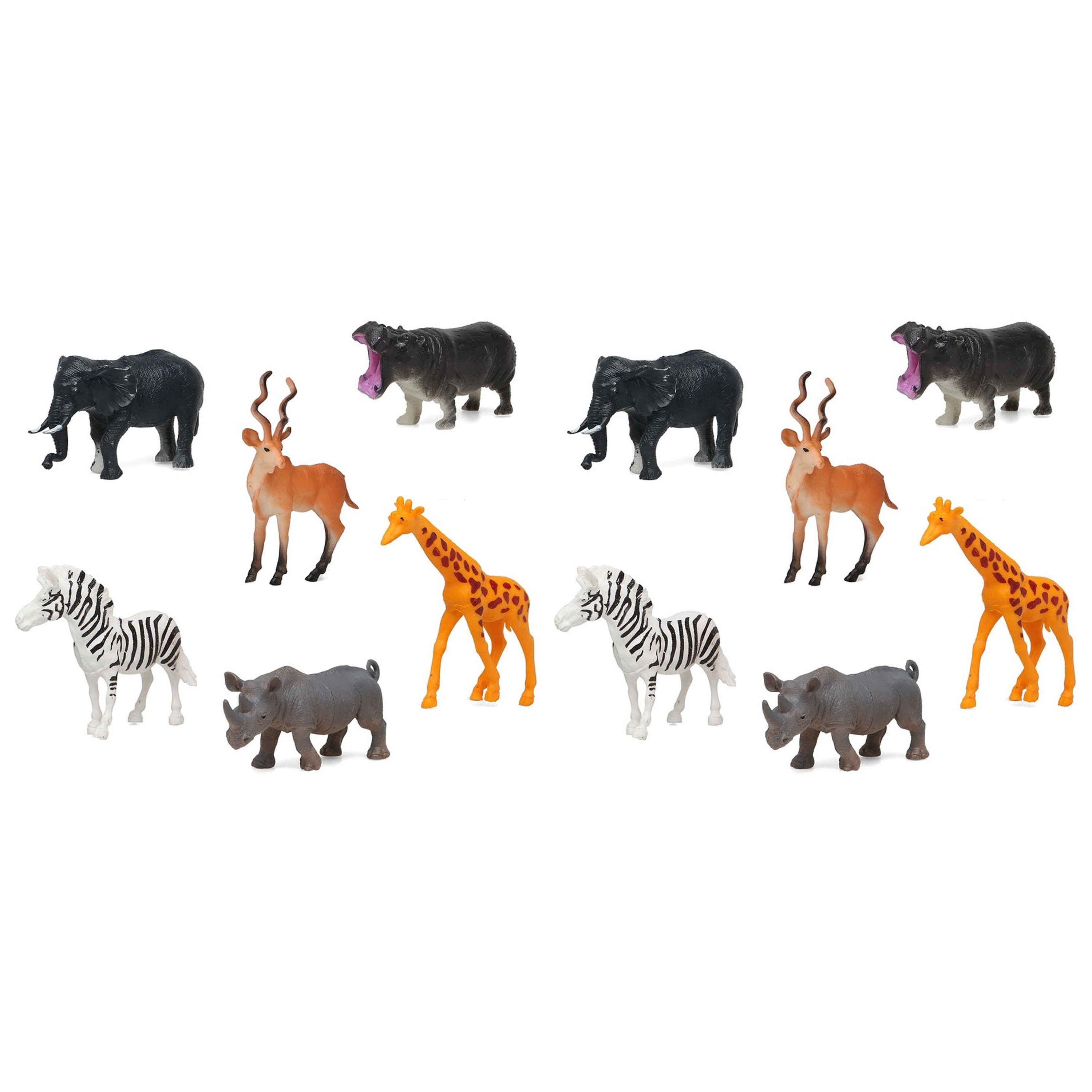 12x Plastic safari-jungle dieren speelgoed figuren 14 cm voor kinderen