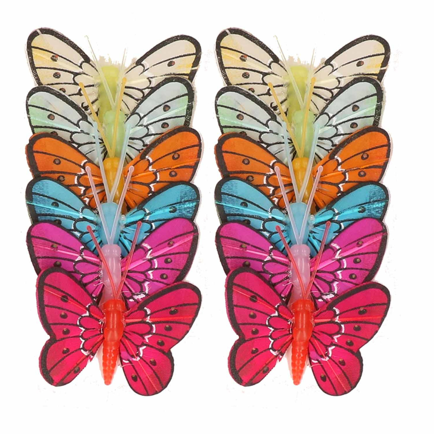 12x stuks Decoratie vlinders 5 cm op prikkers