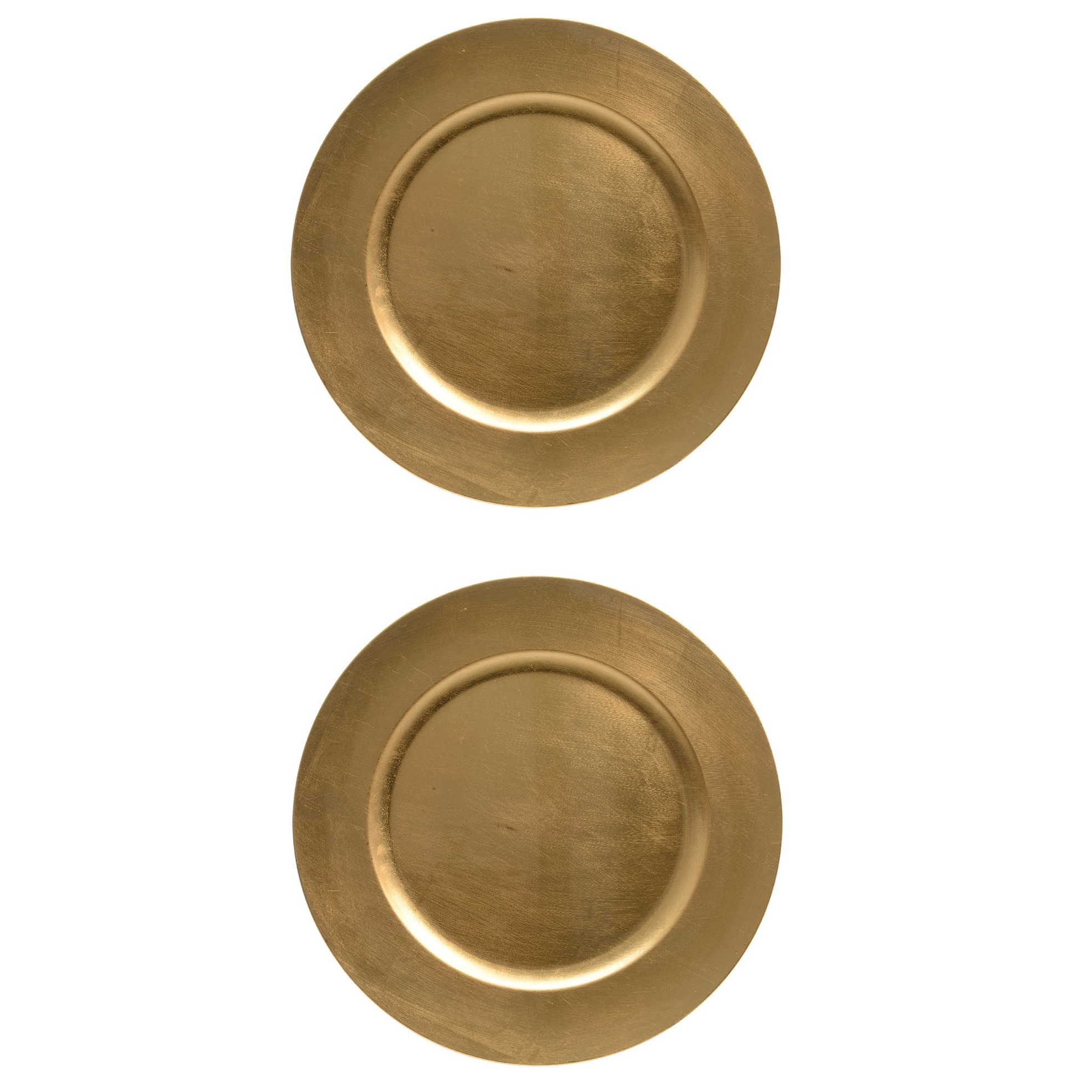 12x stuks diner borden-onderborden goud glimmend 33 cm
