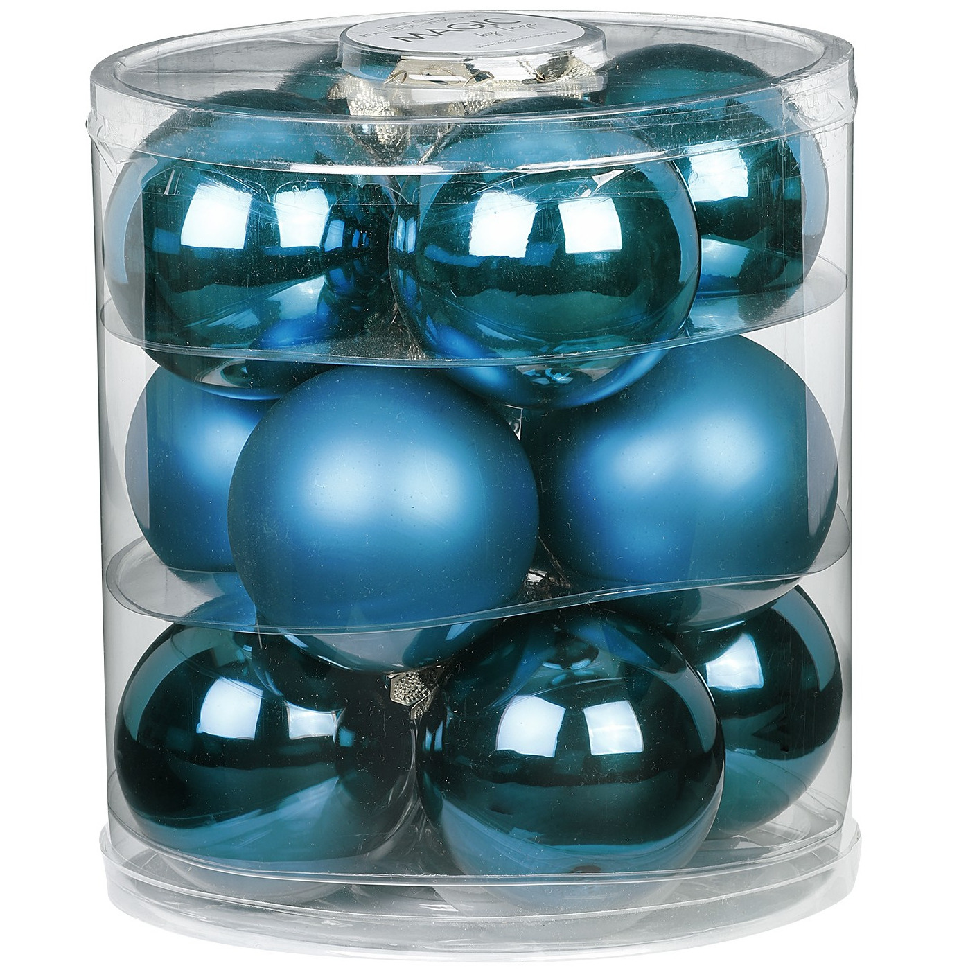 12x stuks glazen kerstballen diep blauw 8 cm glans en mat - Kerstboomversiering/kerstversiering