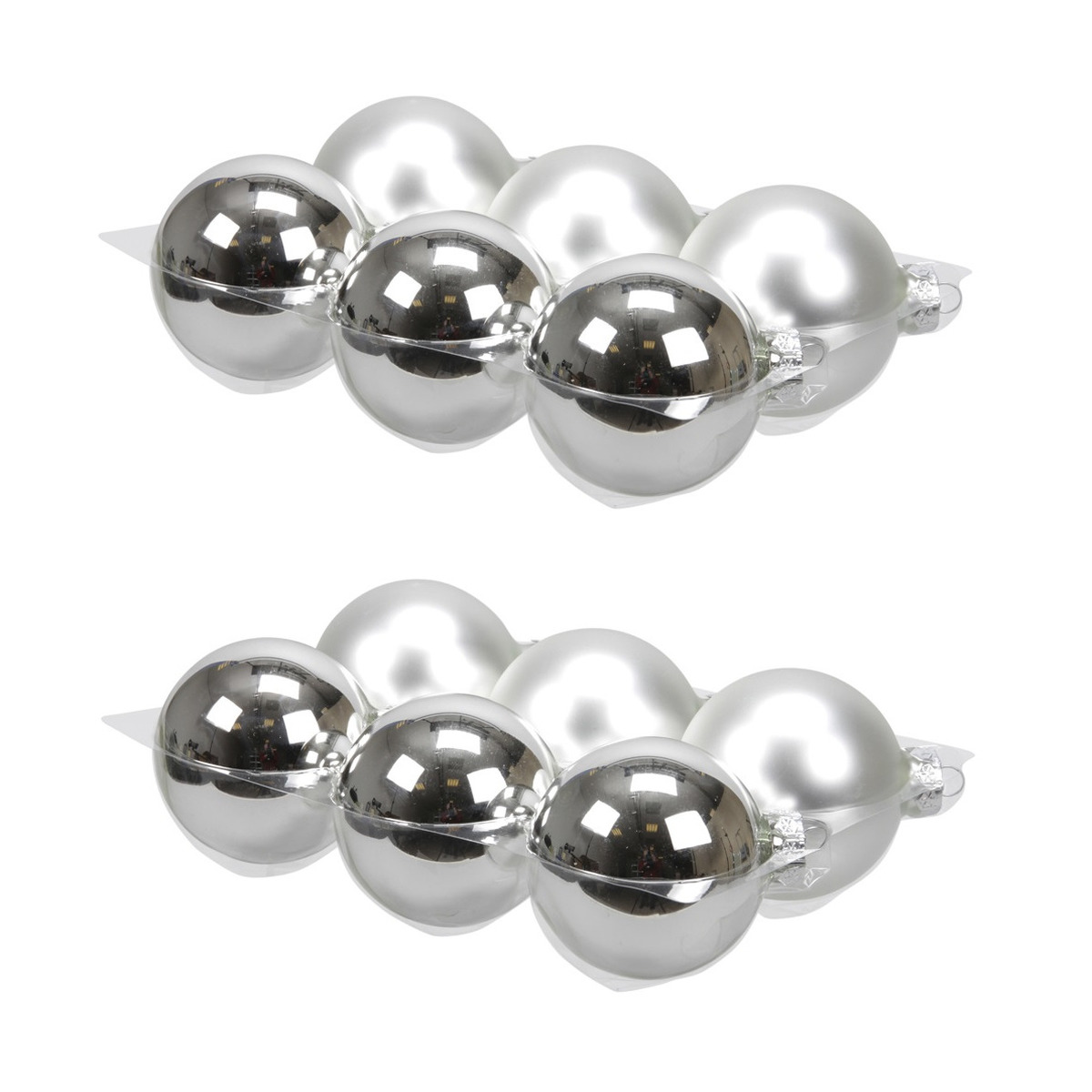 12x stuks glazen kerstballen zilver 8 cm mat-glans