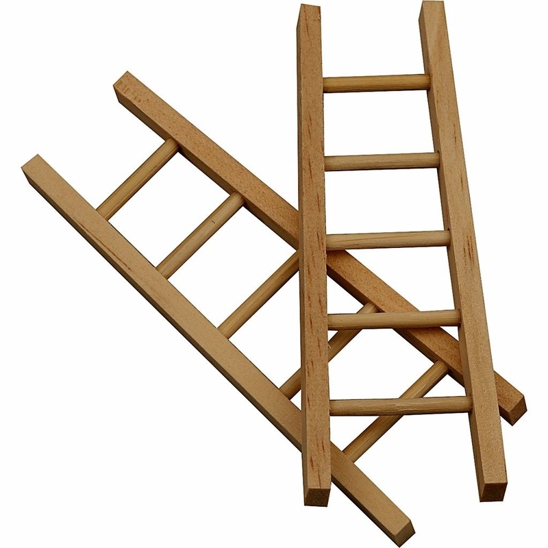 12x stuks houten mini laddertjes 10 cm