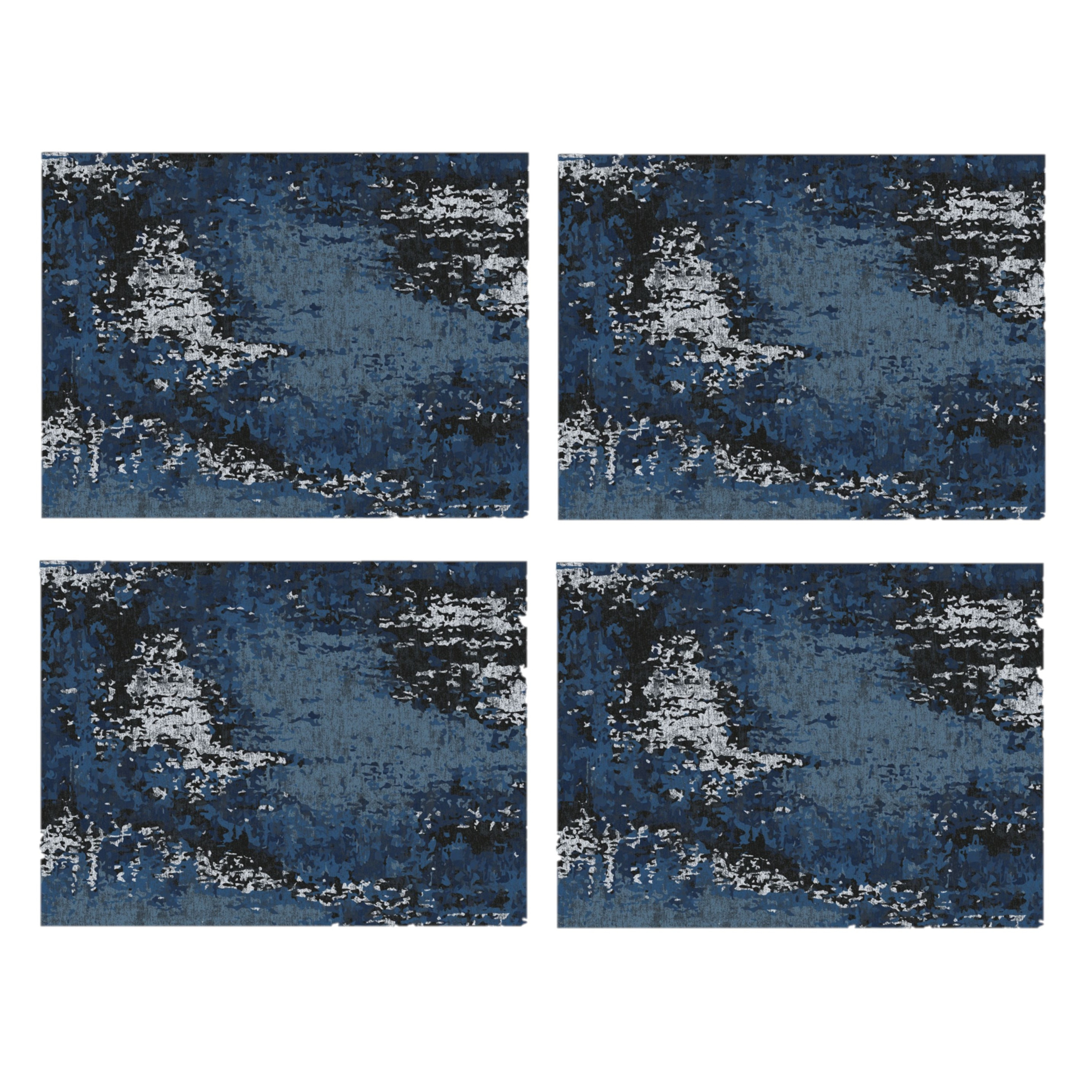 Contento 12x stuks luxe stijlvolle placemats van vinyl x 30 cm blauw/wit -