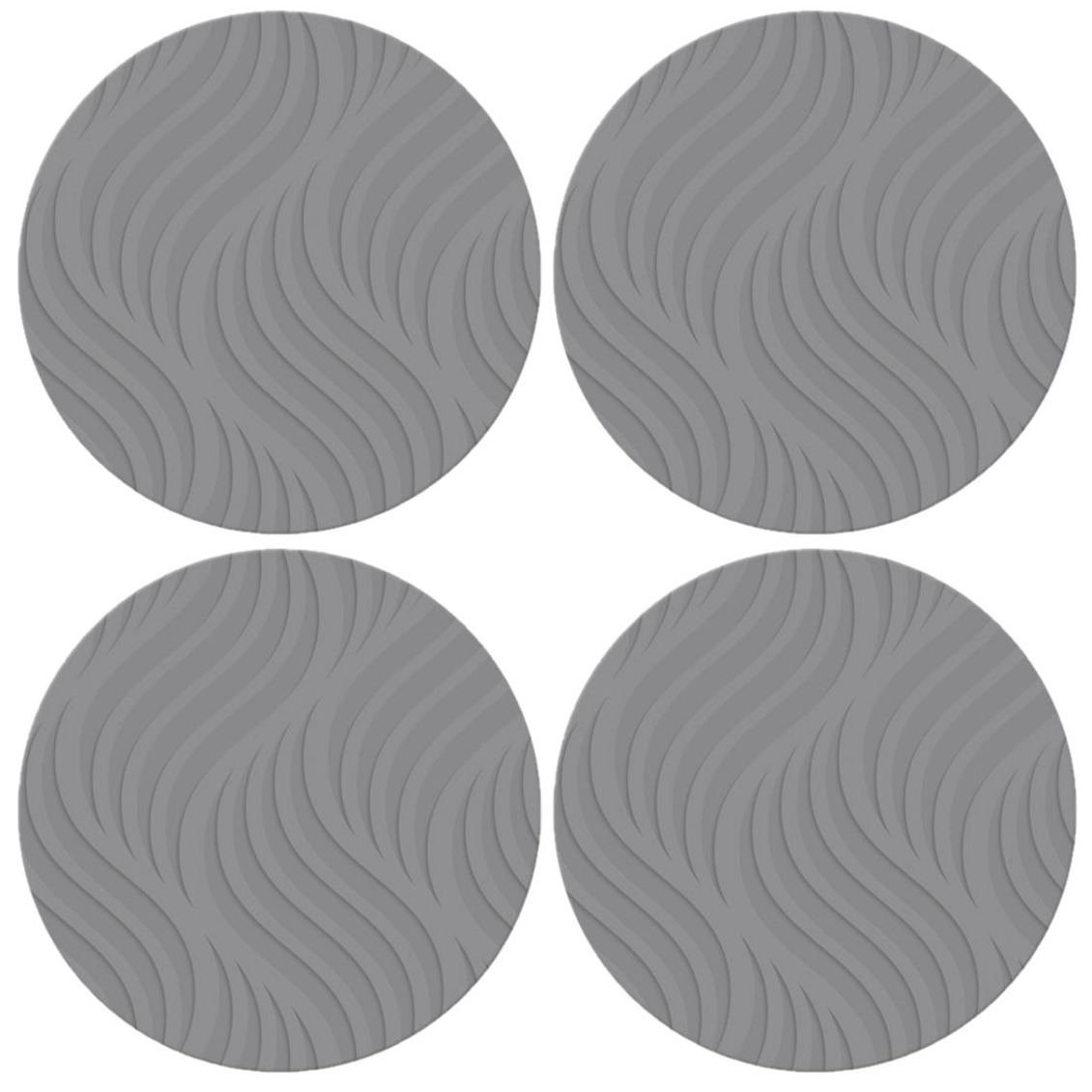 Cepewa 12x stuks ronde placemats grijs met wave patroon cm -