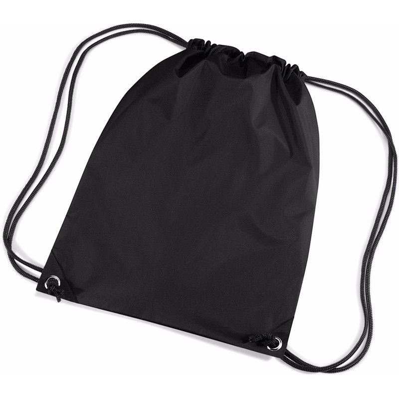 12x stuks zwarte nylon gymtas- gymtasjes met rijgkoord 45 x 34 cm