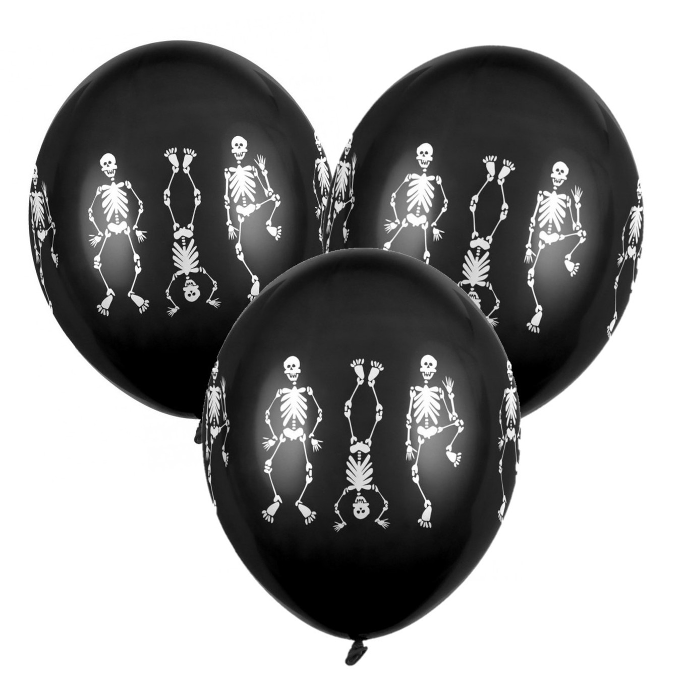 12x Zwarte horror ballonnen skeletten 30 cm -