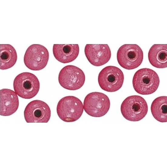 144x stuks roze houten sieraden maken kralen 14 mm -