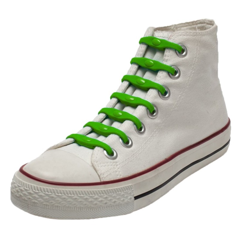 14x Shoeps elastische veters groen - Sneakers/gympen/sportschoenen elastieken veters - Hulp bij veters strikken