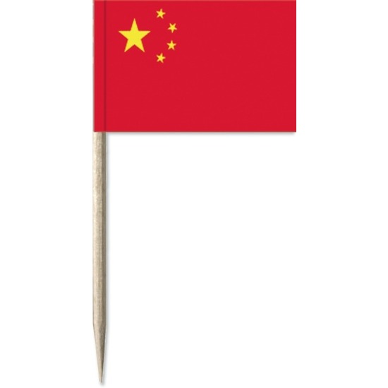 150x Cocktailprikkers China 8 cm vlaggetje landen decoratie