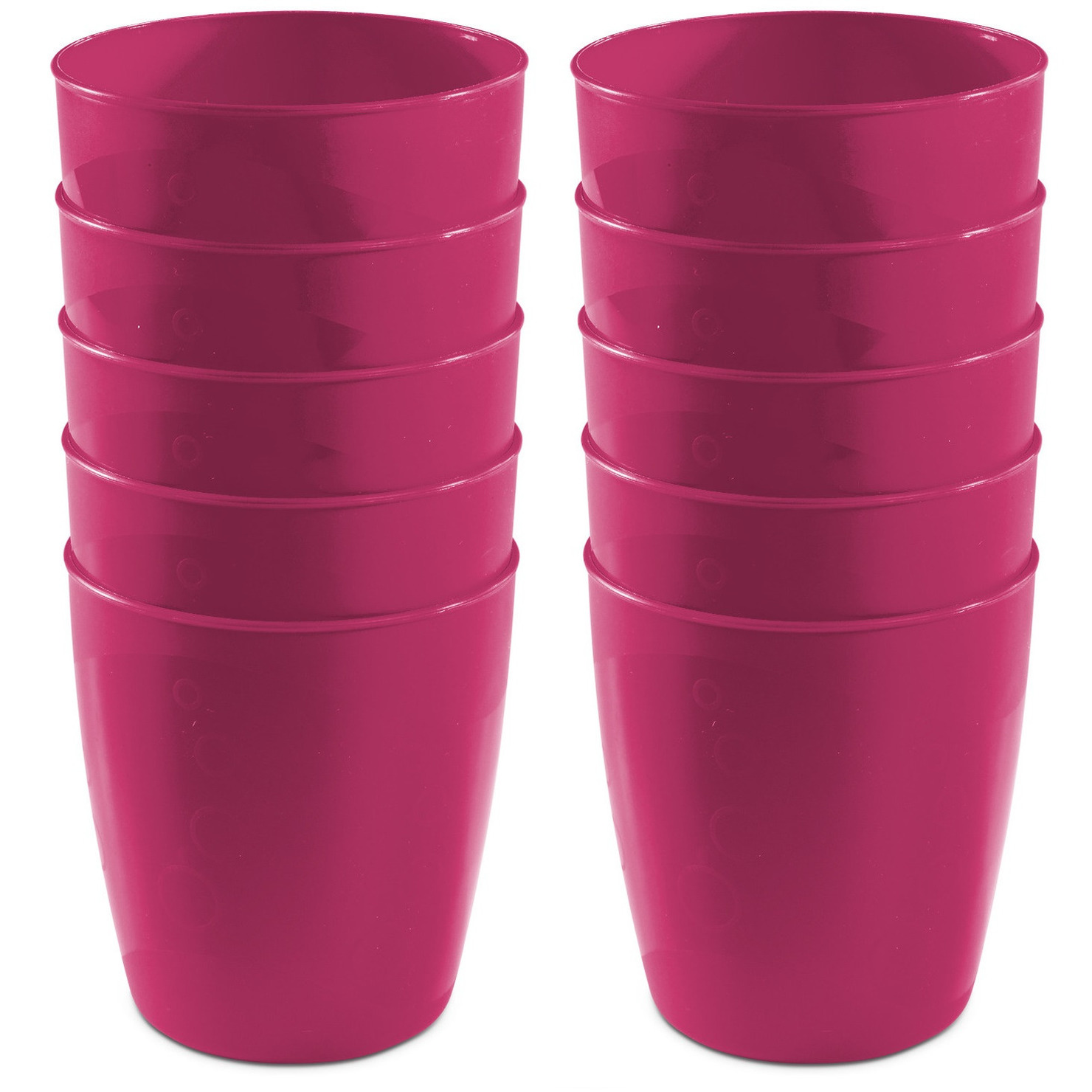 15x drinkbekers van kunststof 300 ml in het roze - Limonade bekers - Campingservies/picknickservies
