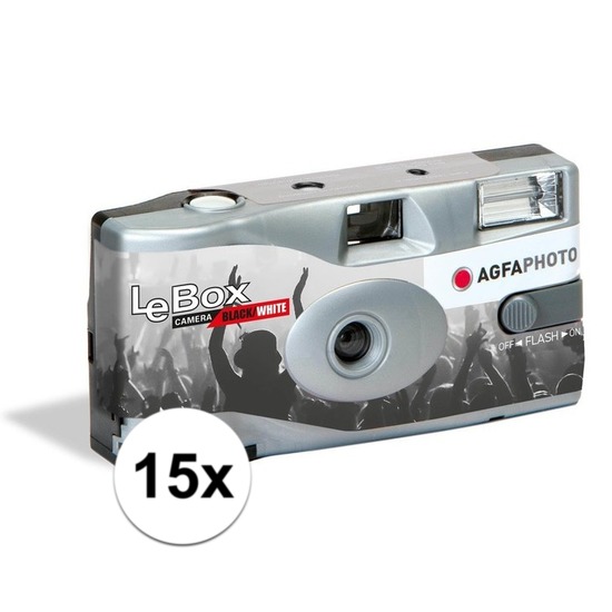 Merkloos 15x Wegwerp cameras met flitser voor zwart/wit fotos -