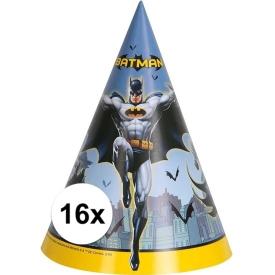 16x Batman themafeest punthoedjes -