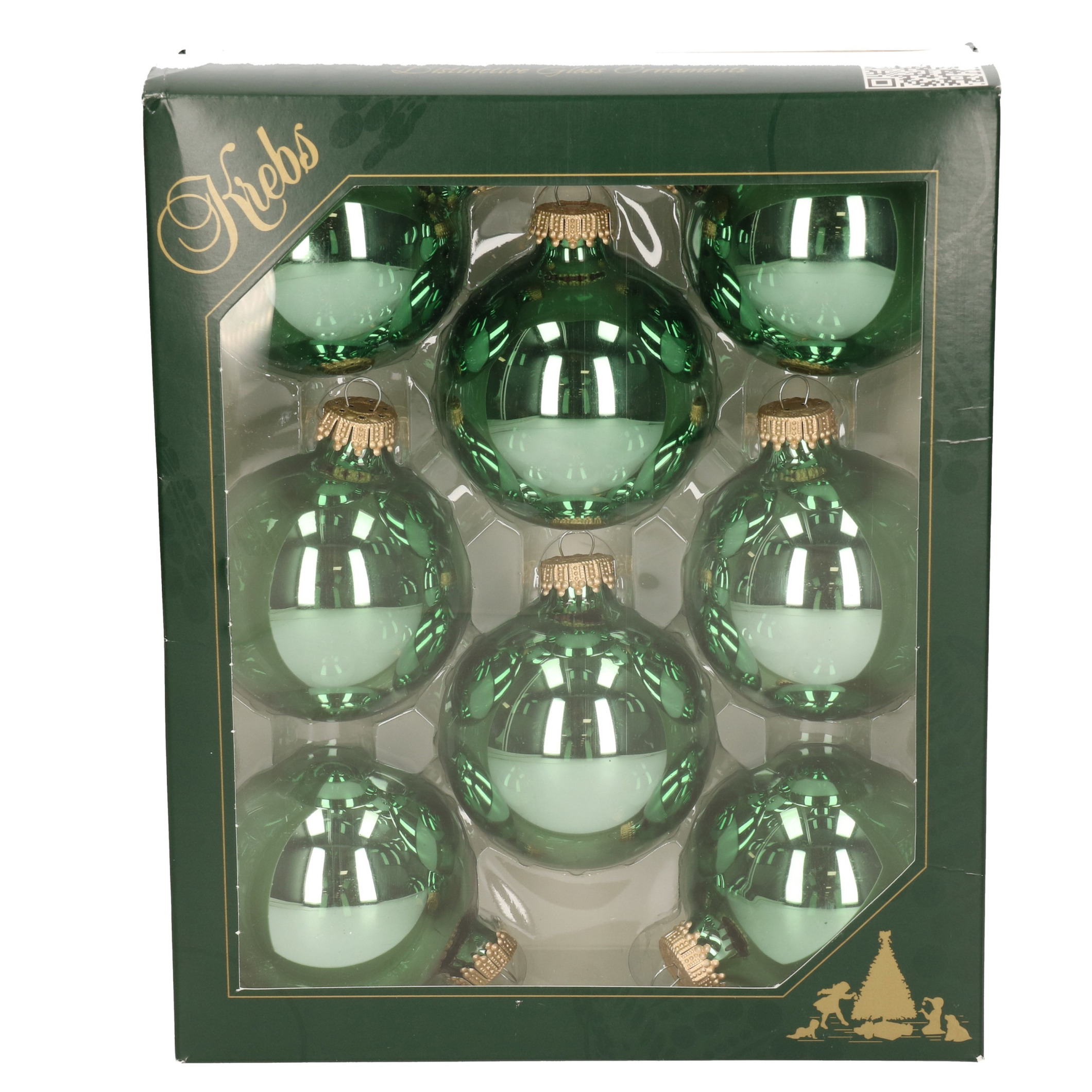 16x Jade groene glazen kerstballen glans 7 cm kerstboomversiering