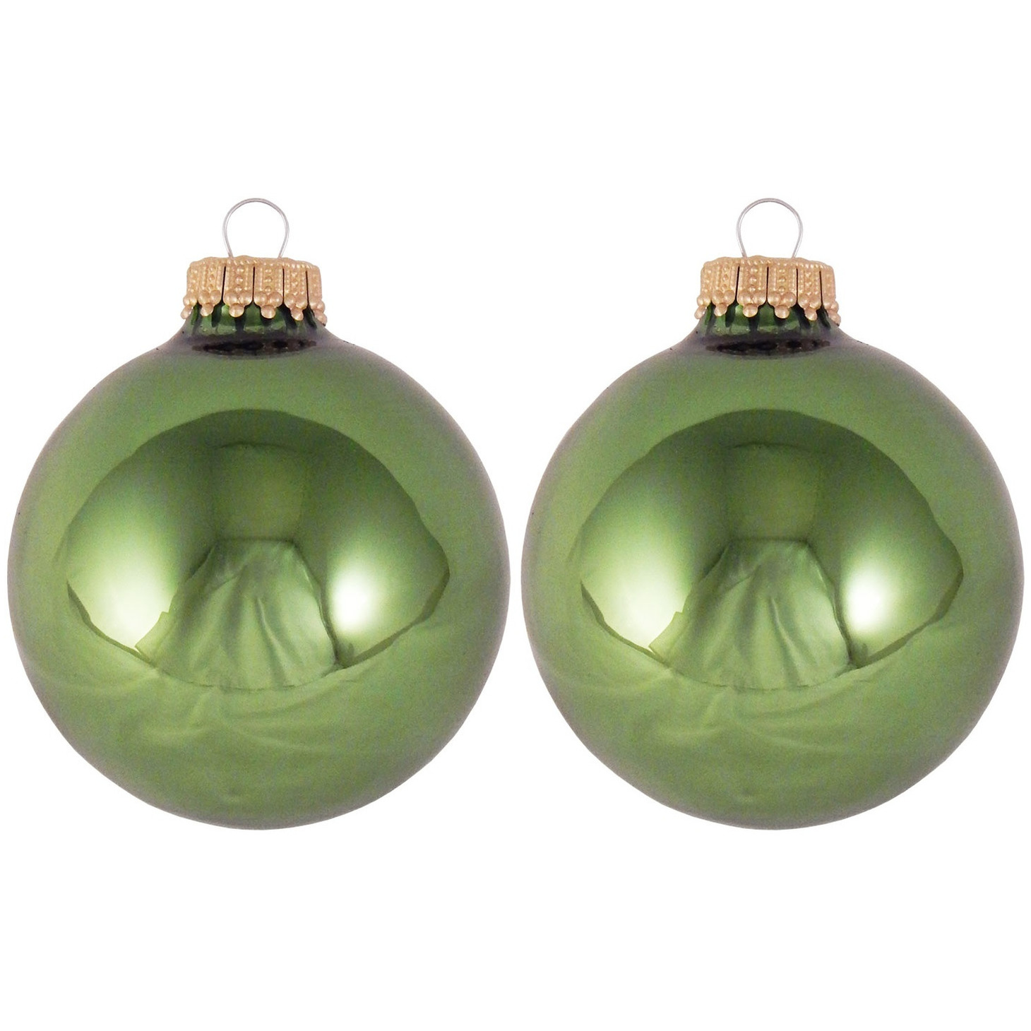 16x Jungle groene glazen kerstballen glans 7 cm kerstboomversiering