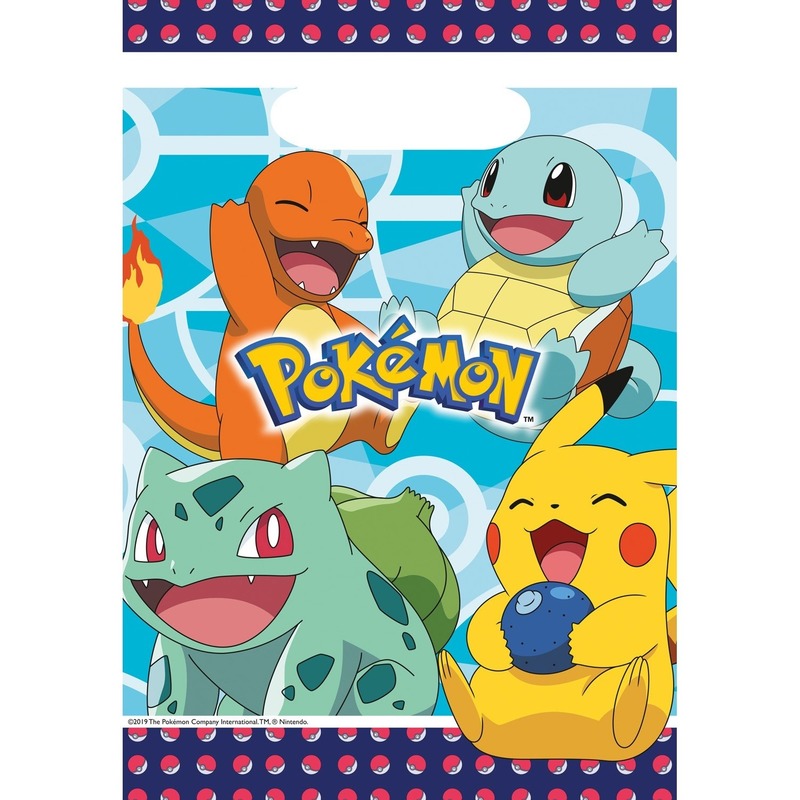 16x Pokemon themafeest uitdeelzakjes 16 x 23 cm -