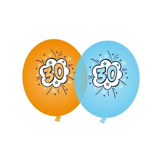 16x stuks 30 jaar verjaardag thema feest ballonnen
